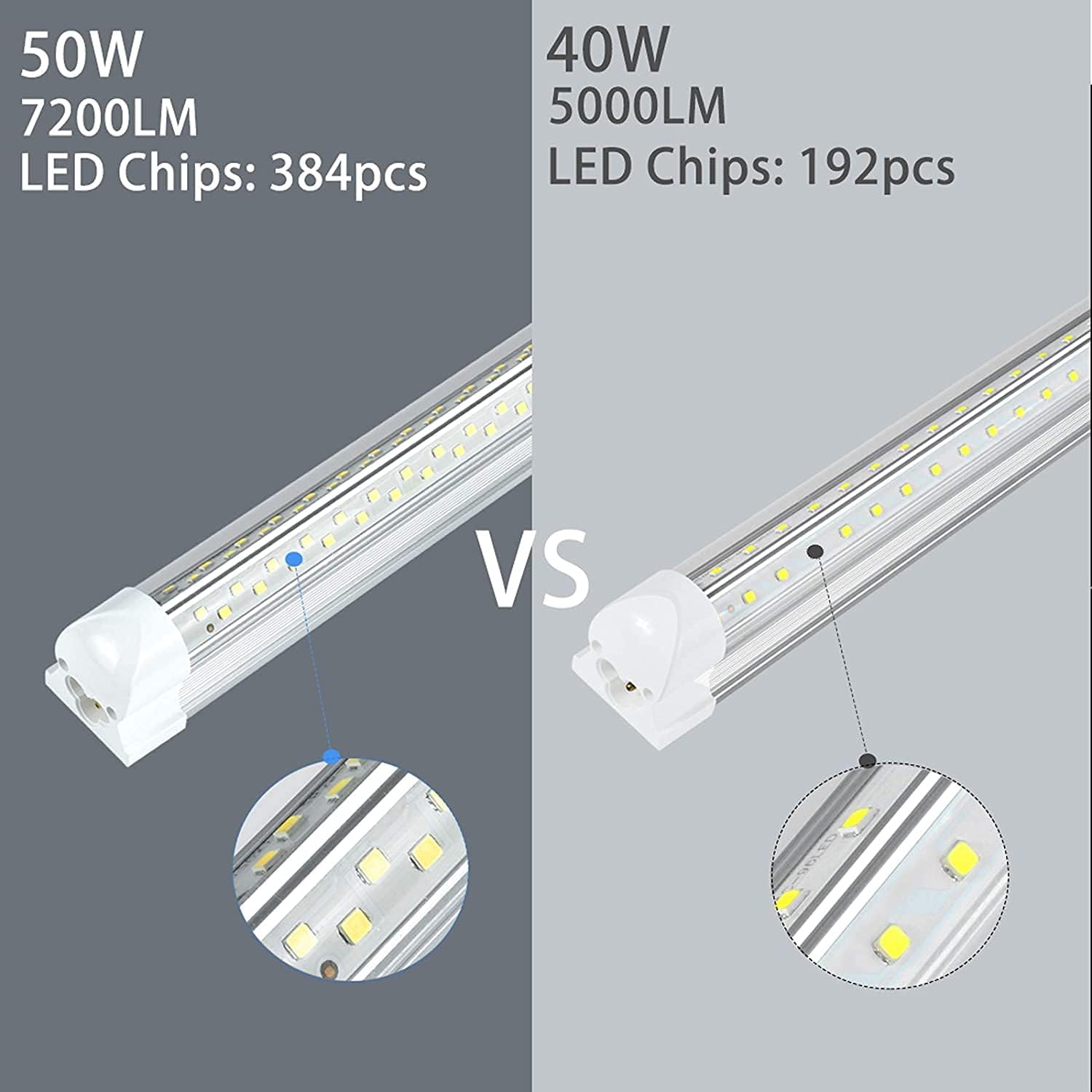 10 Pack 4FT 50W 7200LM 5000K Linkable LED Shop Light A25690
