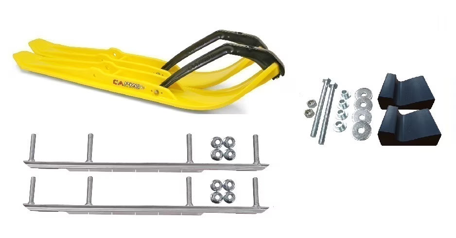 Yellow XPT Snowmobile Skis with 9" Shaper Bars Complete Kit O930