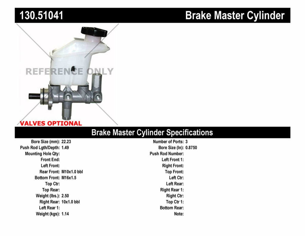 Brake Master Cylinder J907098