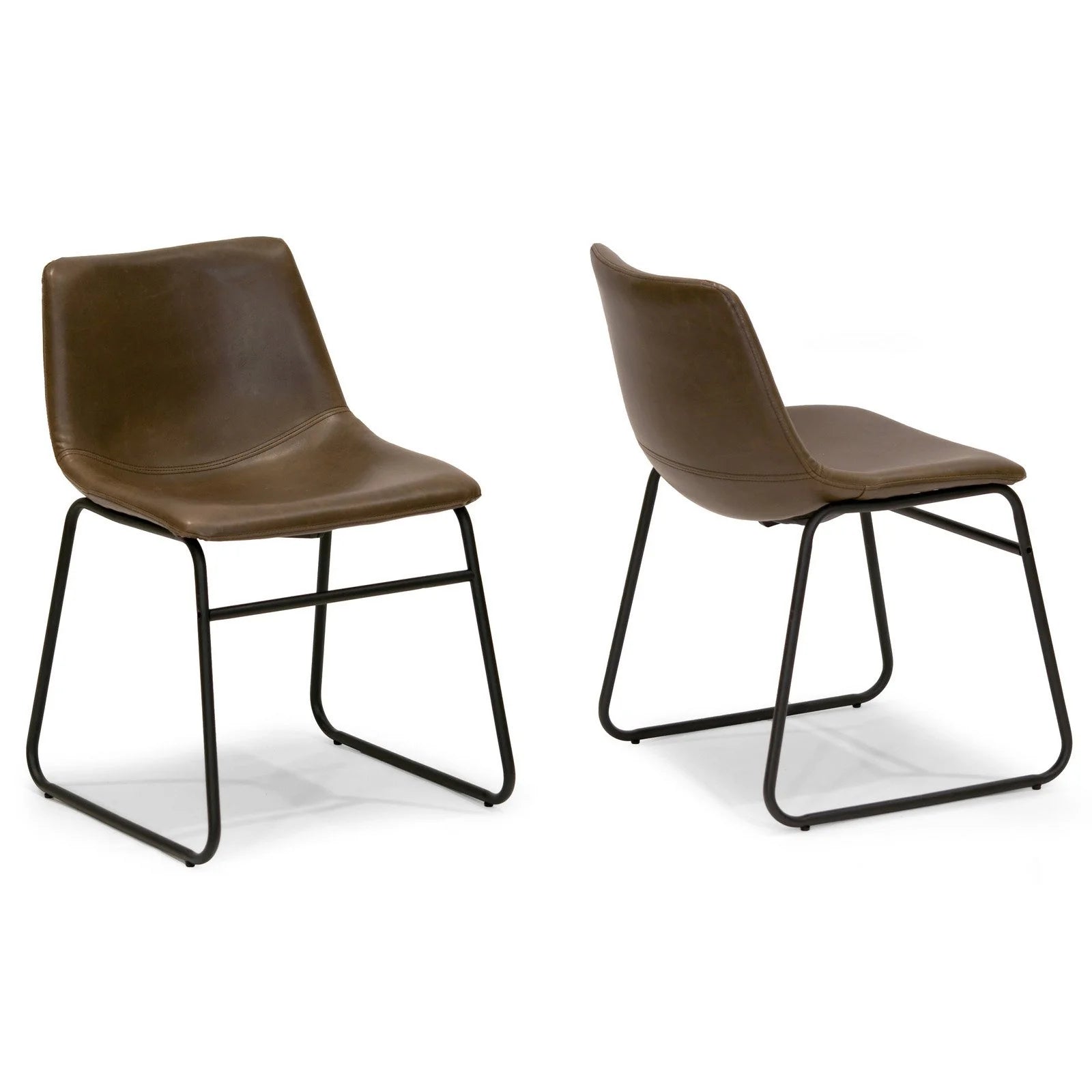 Gray Faux Leather Dining Chairs Set of 2 F532
