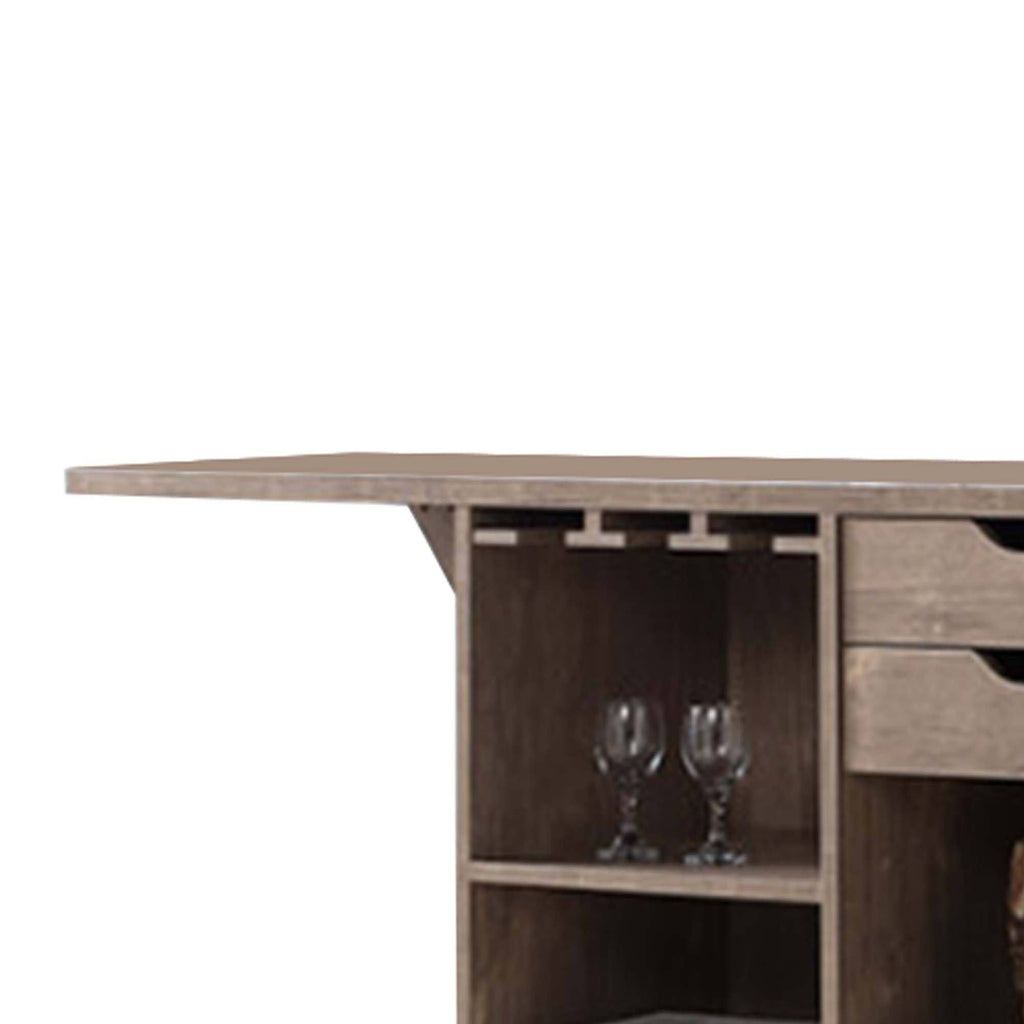 Brown Wooden Wine Cabinet with Drop Down Leaf G858166