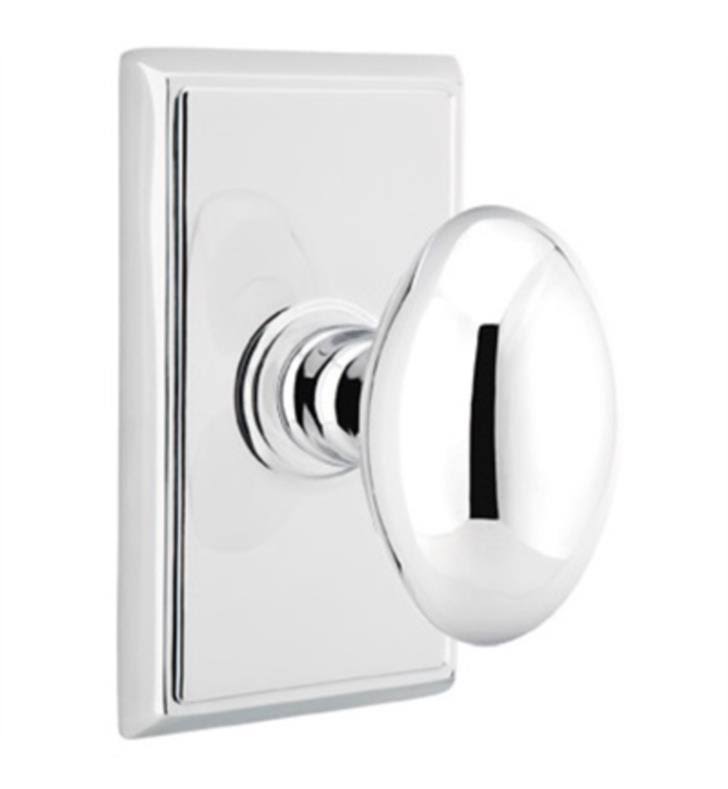 Pewter Passage Set with Rectangular Rosette and Egg Knob K443