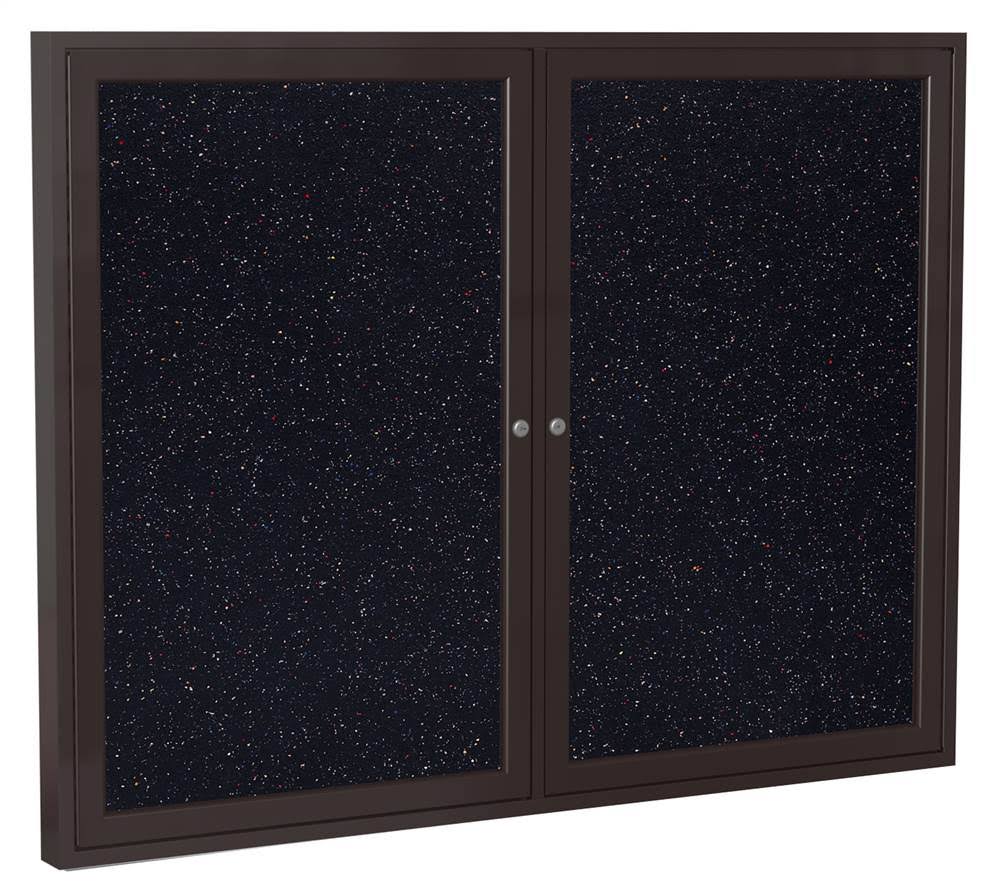 36 in. x 60 in. 2-Door Bronze Aluminum Frame Enclosed Recycled Rubber Tackboard F94595