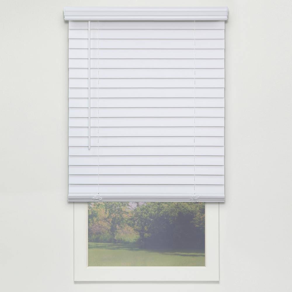 White Cordless PVC Faux Wood Blind 71.75 in. W x 48 in. L K597