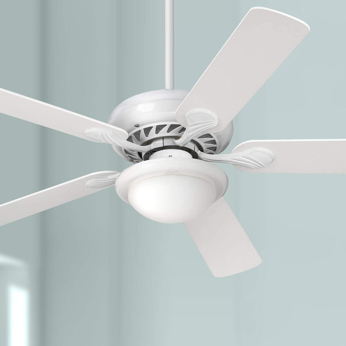 Brushed Nickel Silver Ceiling Fan with Light LED Dimmable Opal Glass T995978
