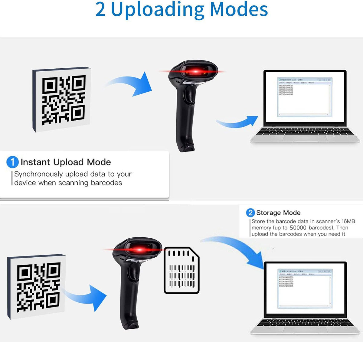 2.4GHz & USB Wireless 2D Barcode Scanner with Stand Pack of 2 T735210