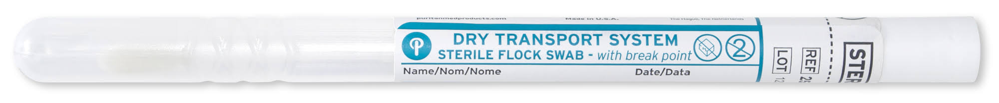 Sterile Elongated Flock Swab with Plastic Handle and Dry Transport Tube X910