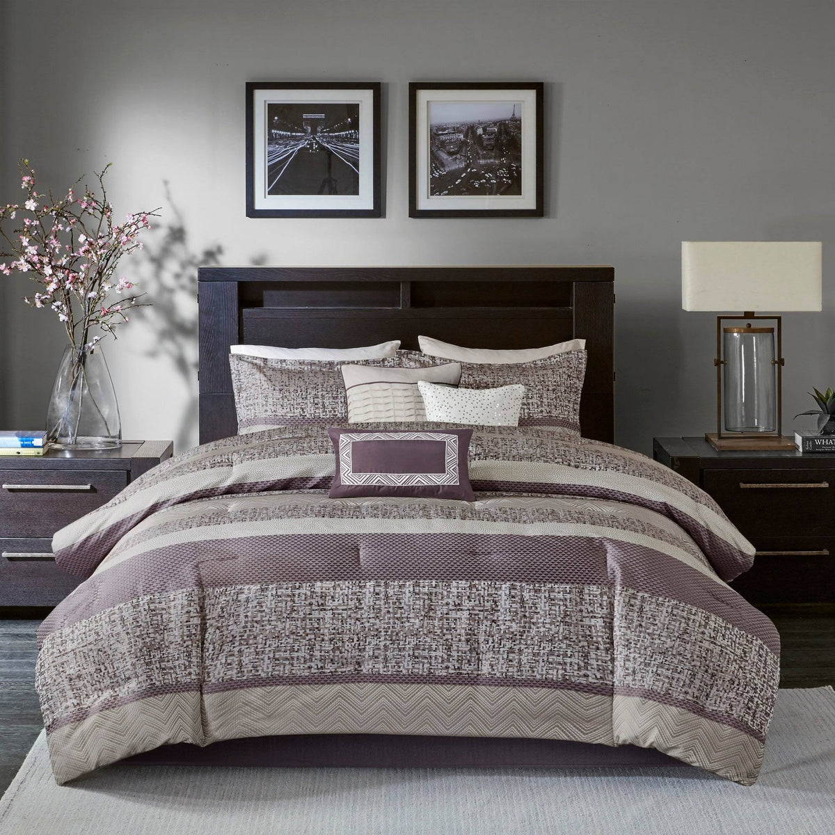 Purple 7 Piece Comforter Set California King C8539