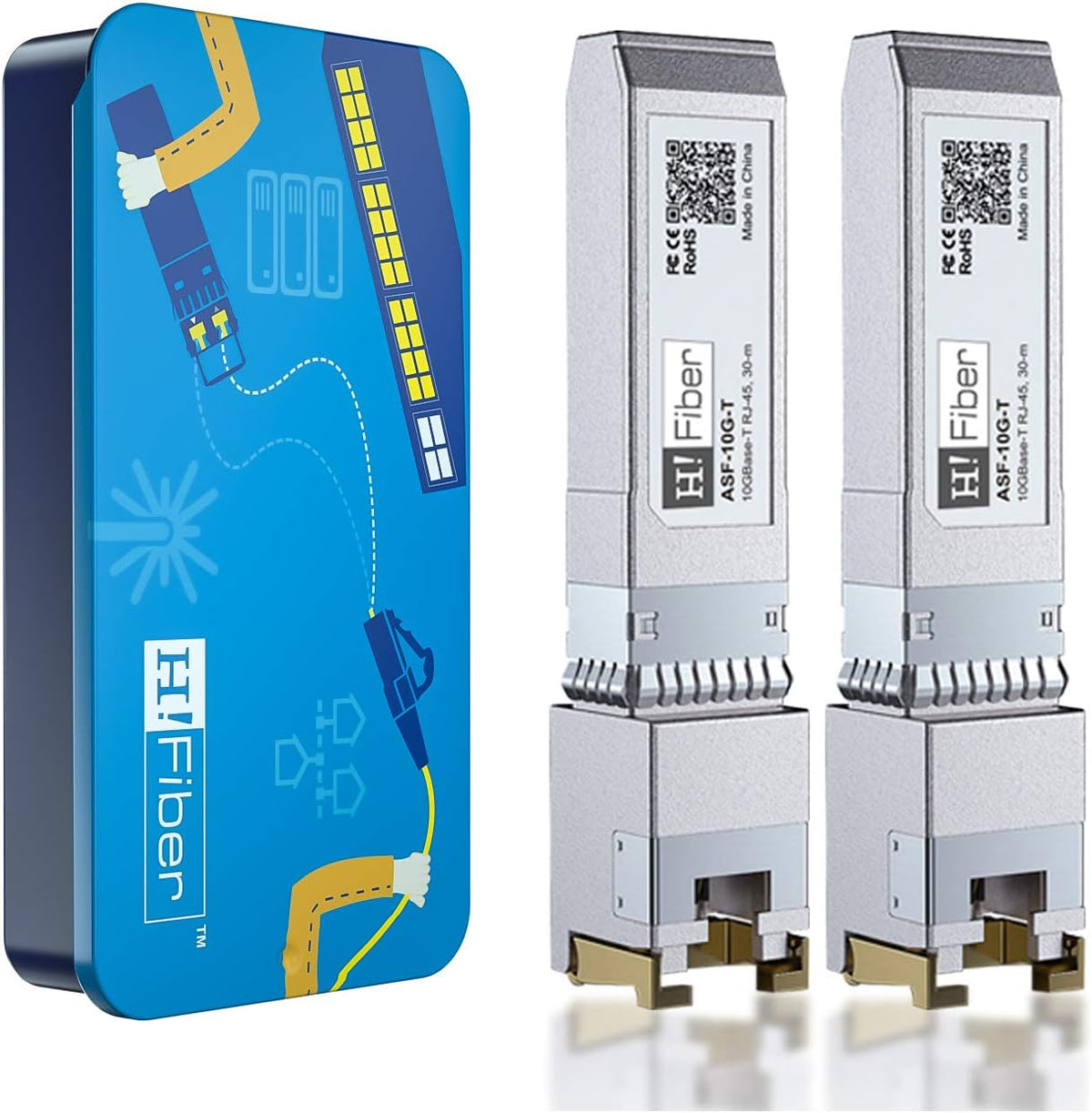 10Gb SFP+ RJ45 Transceiver, 10Gbase-T Copper Module, Cat6a/Cat7, 30m, Pack of 2 T3520