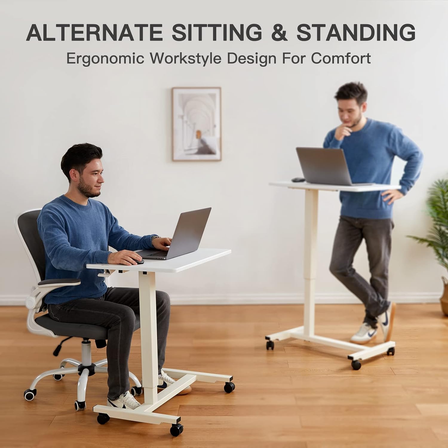 Mobile Standing Desk 27 inch with Gas Spring D3619
