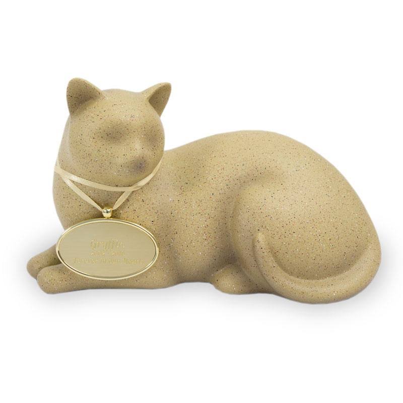 Fawn Cat Cremation Urn D6176
