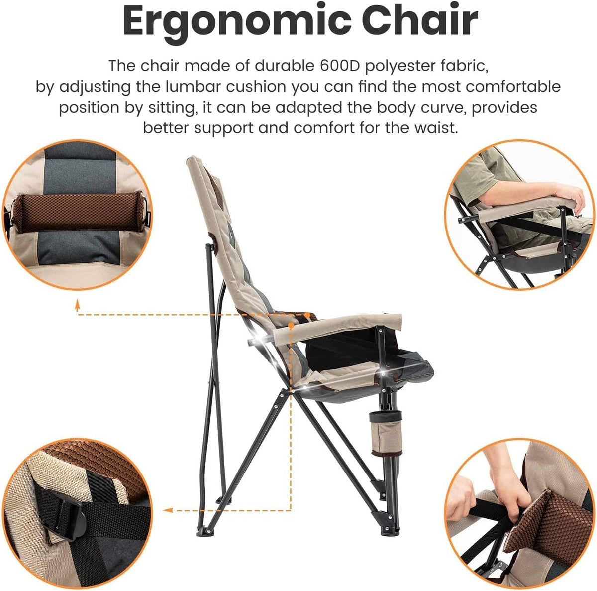 Camping Chair with Hard Arm Lumbar Support Y218208