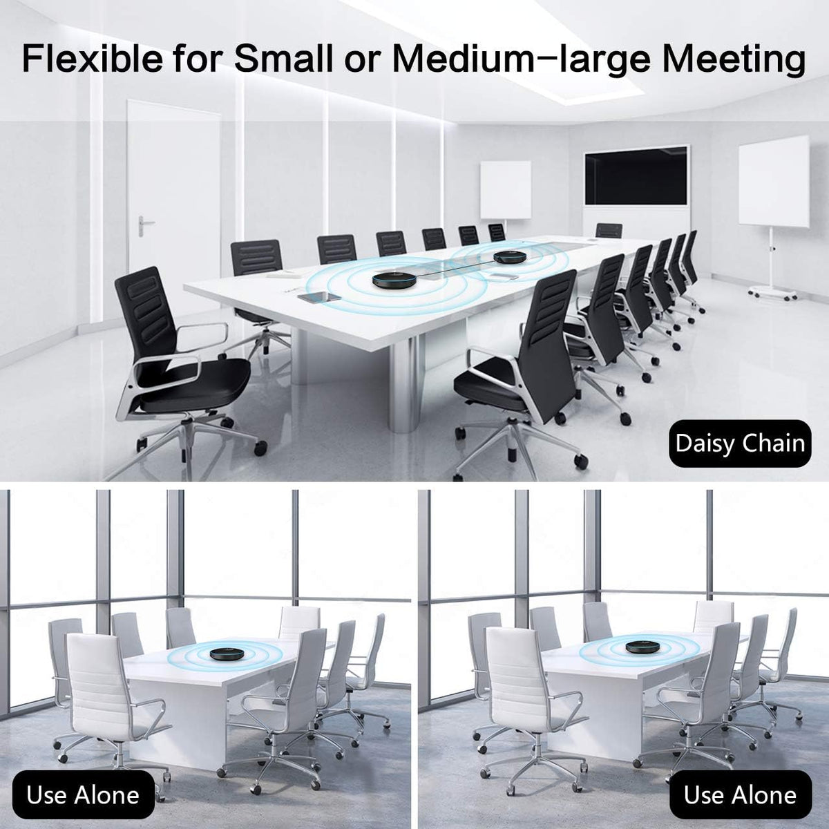 Wireless Speakerphone with 360° Voice Pick-up and 8 AI Noise Cancellation Mics A849