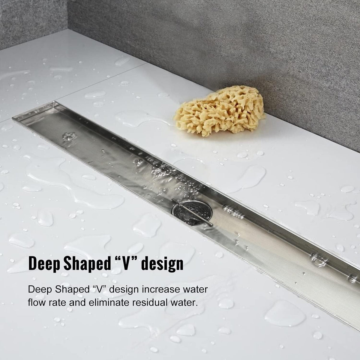 Brushed 304 Stainless Steel Linear Shower Drain 32 inch E586763