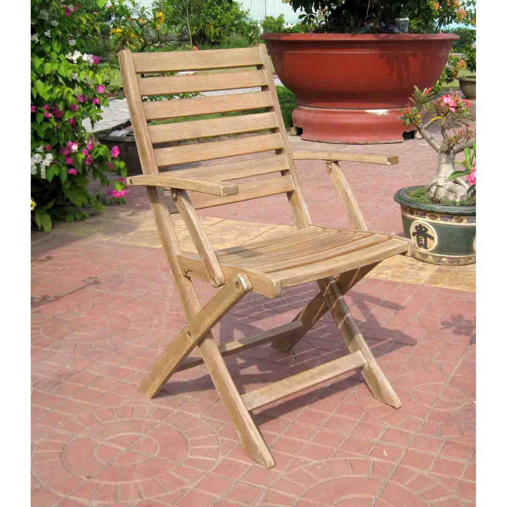 Acacia Folding Ladder Back Armchairs - Set of 2 S804