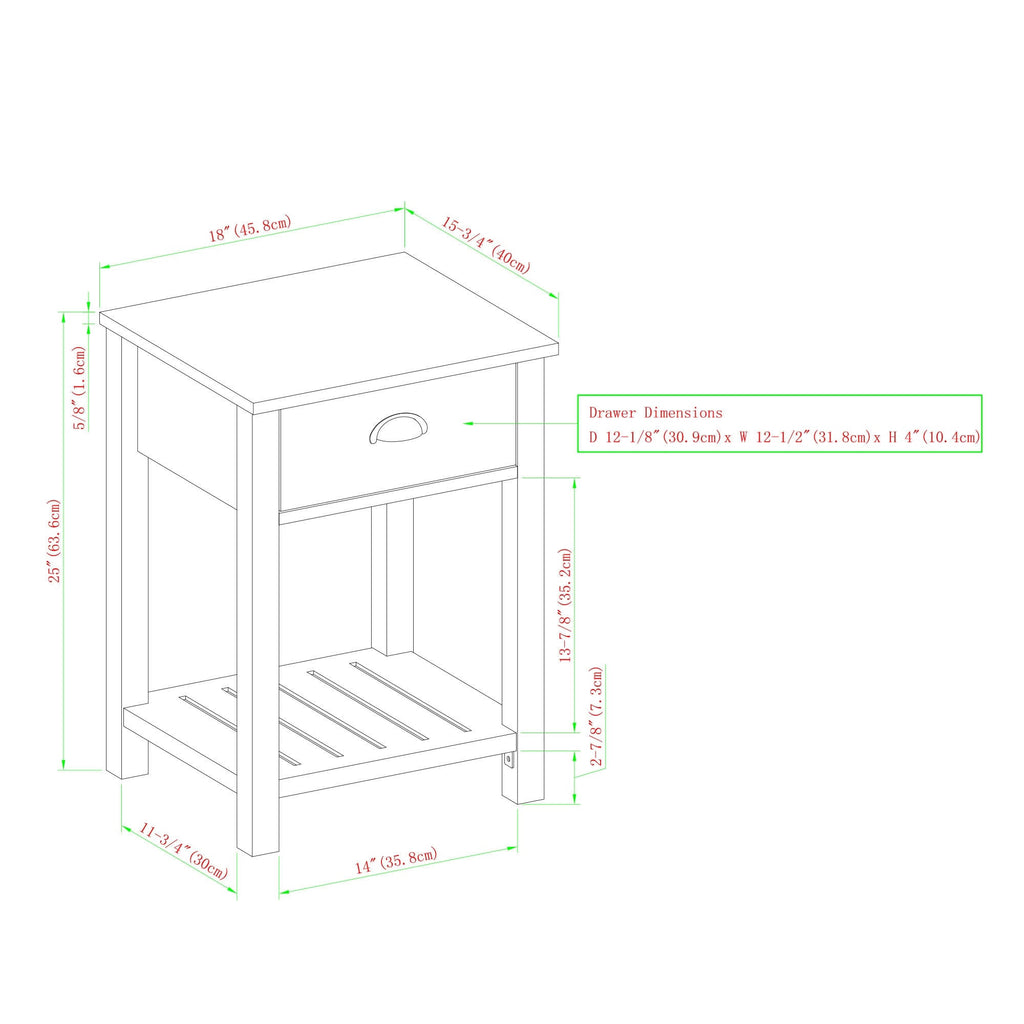 18-inch One-Drawer Side Table C371