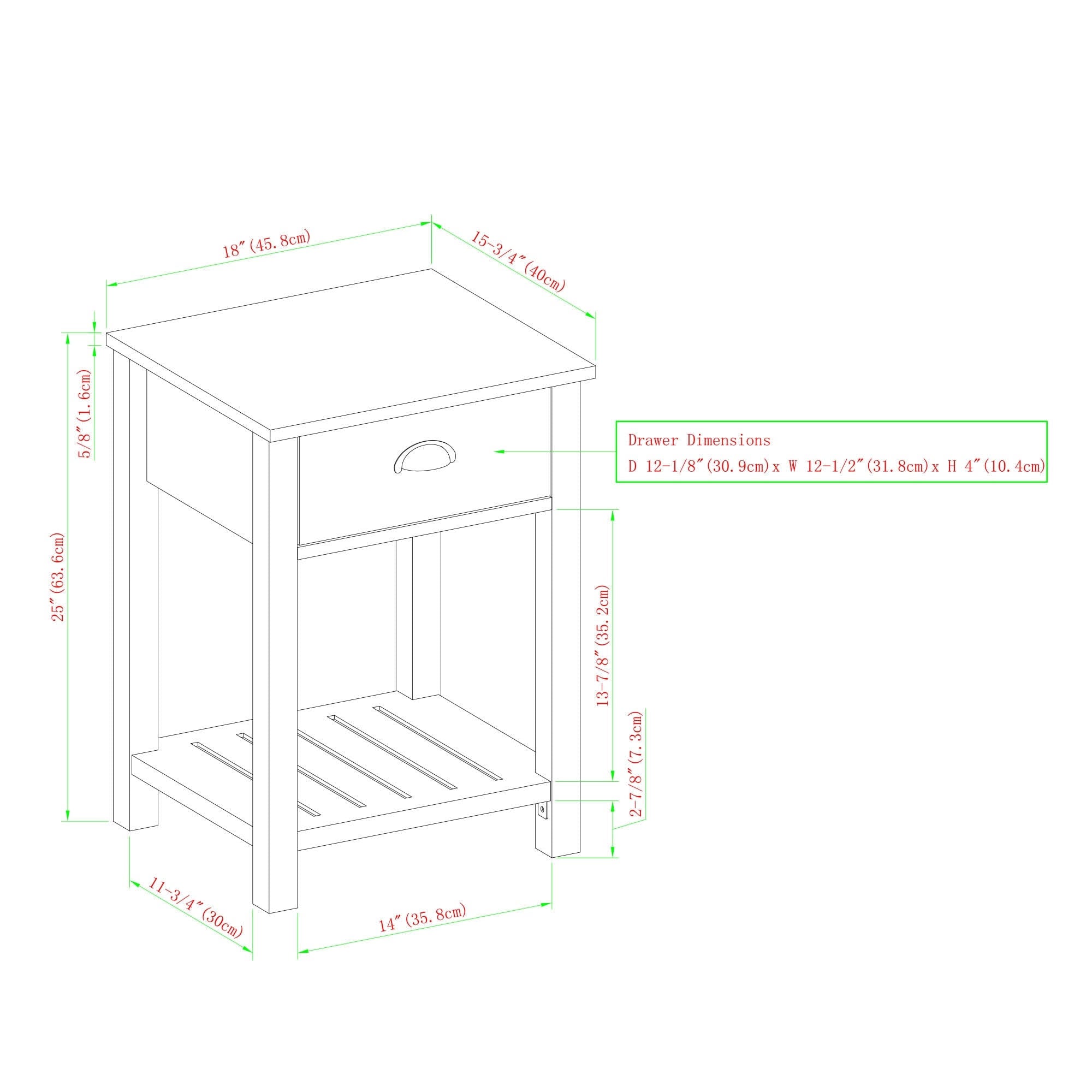 18-inch One-Drawer Side Table C371