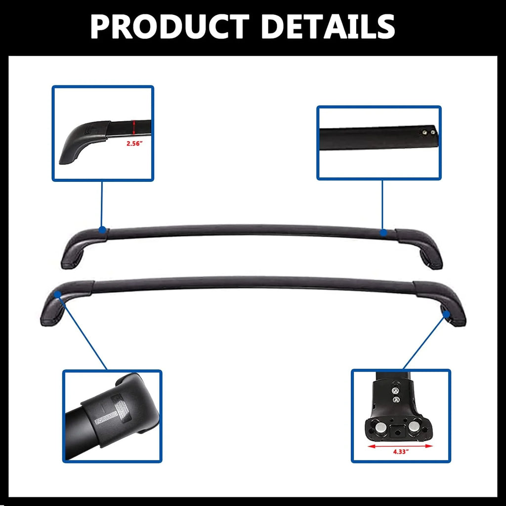 Black Aluminum Roof Rack Crossbars A387
