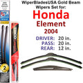 2004 Honda Element Wiper Blades Set of 3 with Rear Wiper D125432