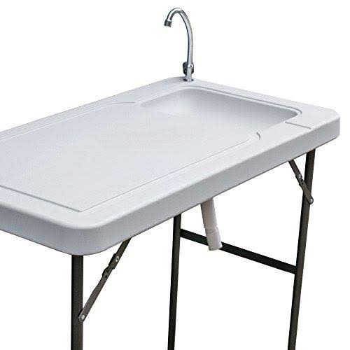 Folding Portable Fish Cleaning Cutting Table Camping Sink Faucet Silver B776010