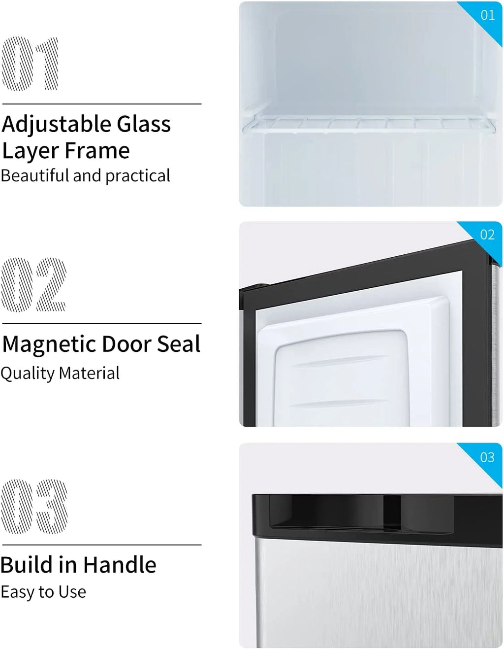 1.1 Cu.Ft Compact Upright Freezer with Shelf & Adjustable Thermostat E972