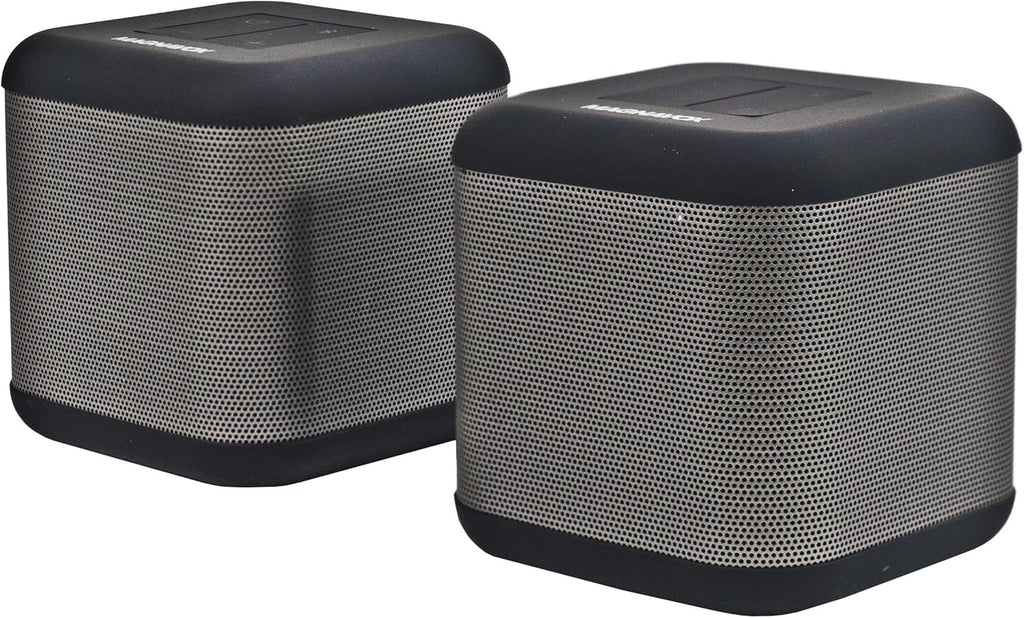 Silver and Black Stereo Speakers, Bluetooth, Pack of 2 C6477