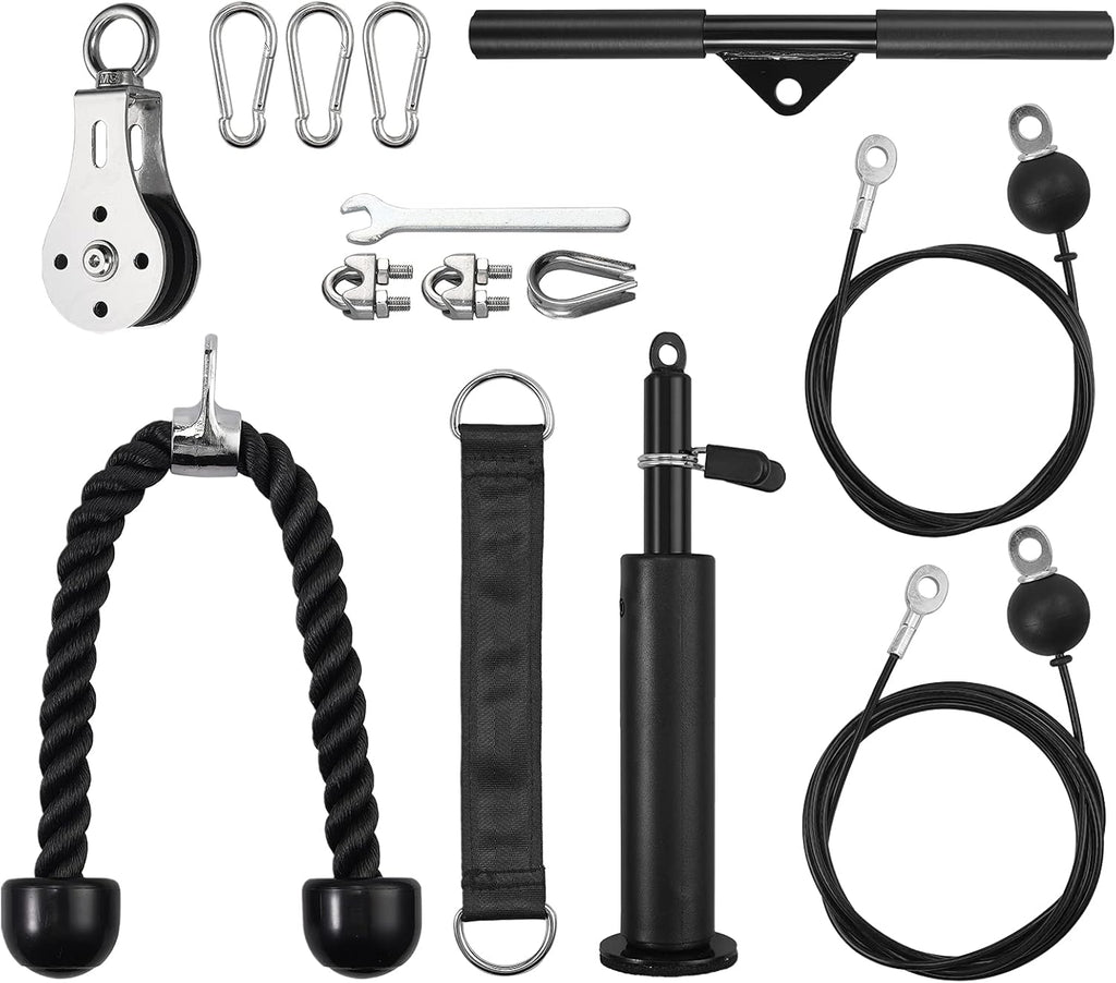 Fitness Pulley System with Tricep Rope, LAT Pull Down Bar N862