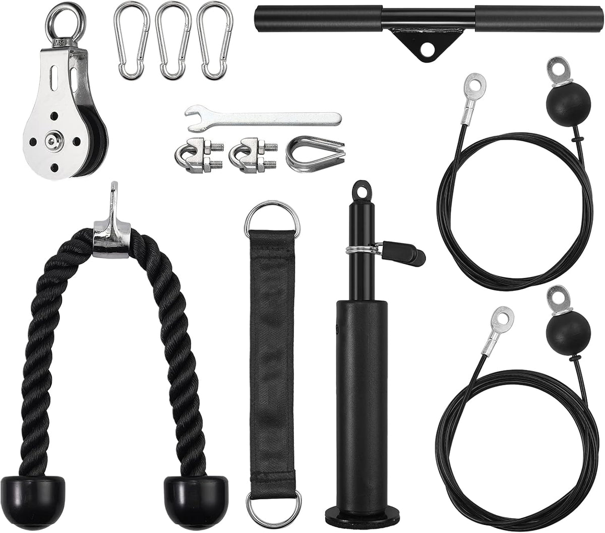 Fitness Pulley System with Tricep Rope, LAT Pull Down Bar N862
