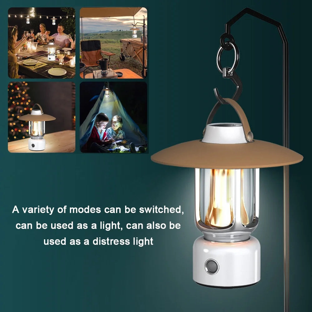 Retro USB Rechargeable LED Camping Lantern E52574