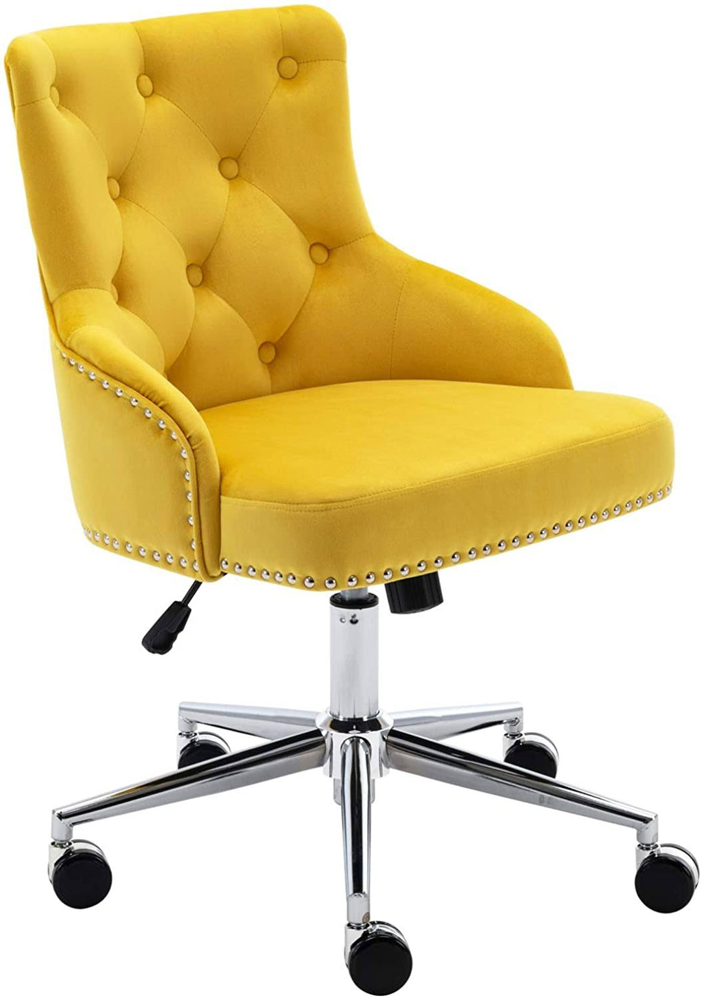 Yellow Tufted Velvet Desk Chair with Arms H1605
