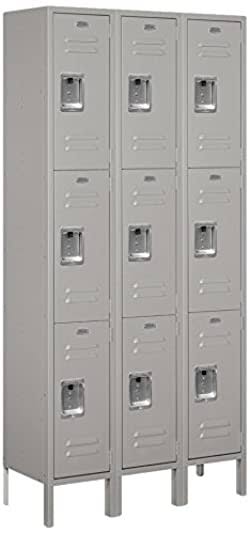 3 Tier 3 Wide Employee Locker, Gray H9028