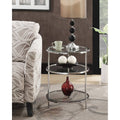 Three Tier Round End Table in Chrome/Glass B886