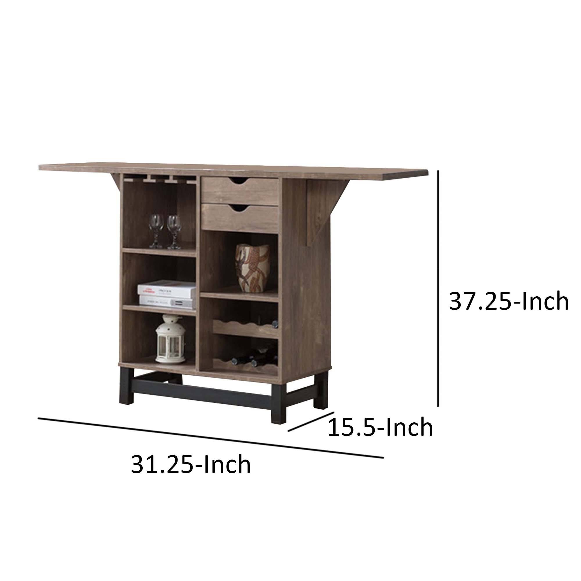 Brown Wooden Wine Cabinet with Drop Down Leaf G858166