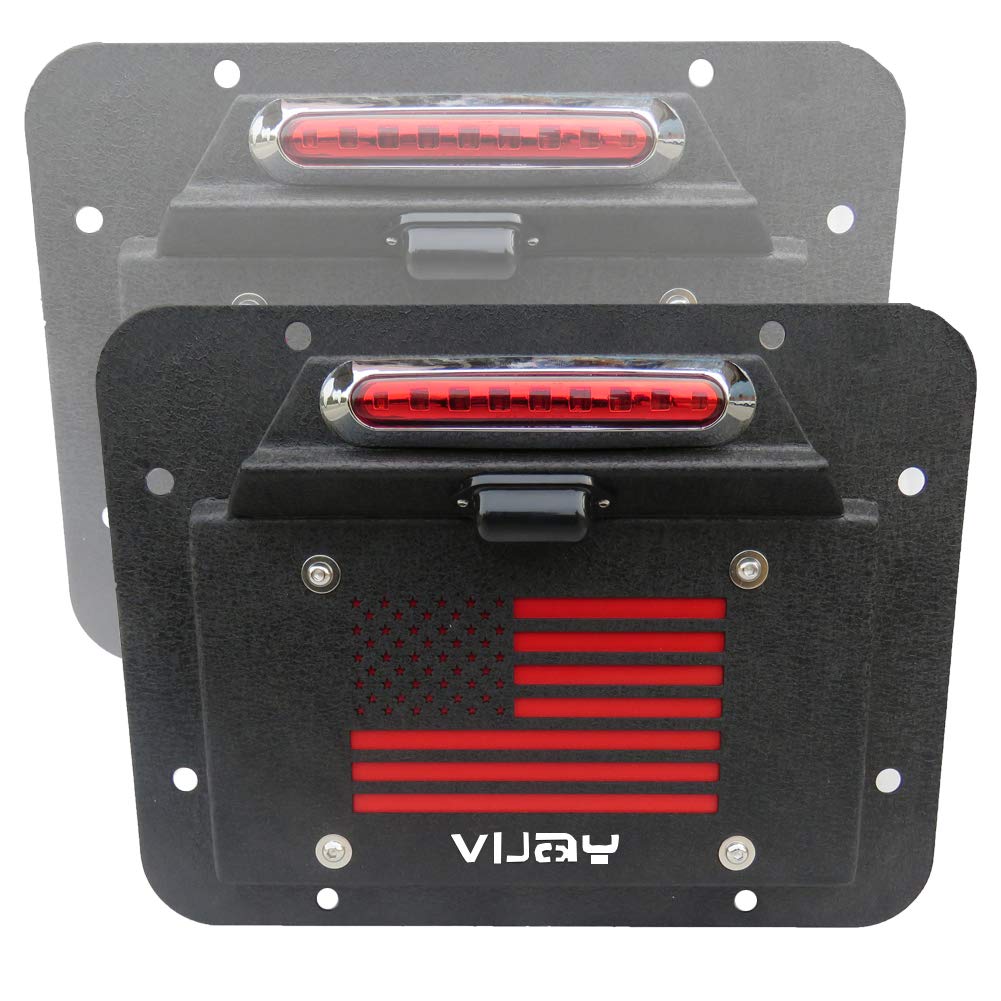 Spare Tire Delete License Plate Relocation Kit with Plate Light and Third Brake Light for Wrangler JK JKU I139