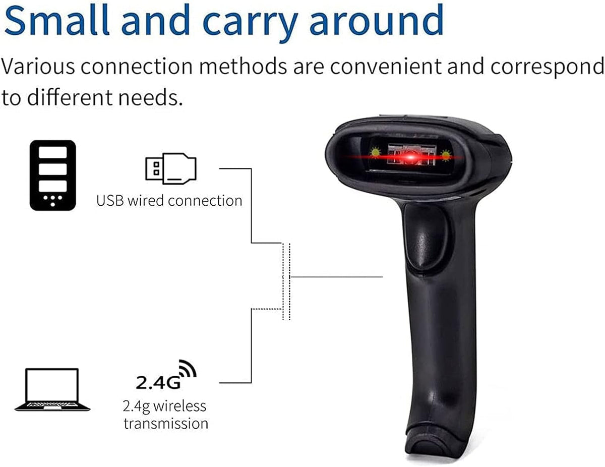 2.4GHz & USB Wireless 2D Barcode Scanner with Stand Pack of 2 T735210