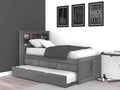 Charcoal Twin Bookcase Bed with 3 Drawers and Trundle T6313