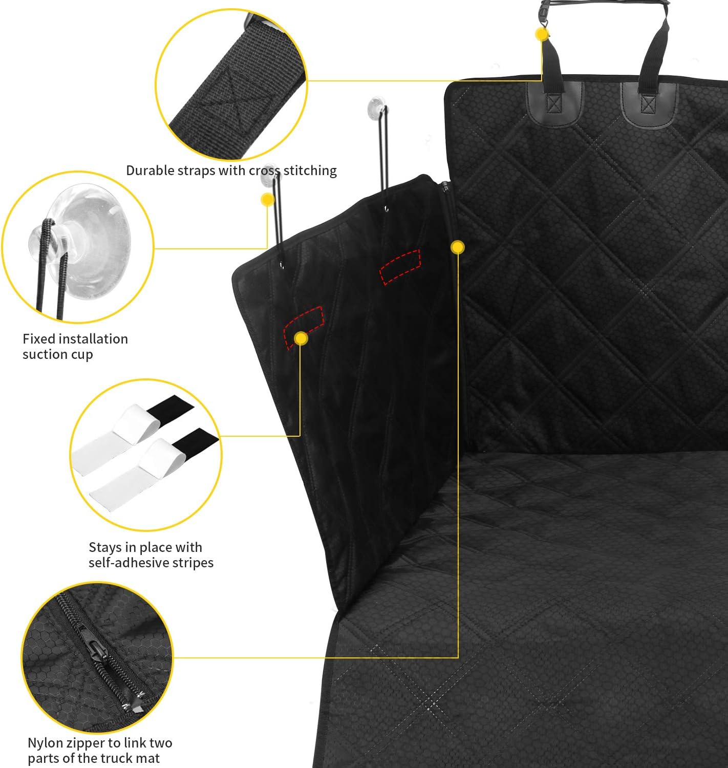 Black Waterproof SUV Cargo Liner with Side Walls Protector and Bumper Flap T472748
