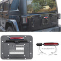 Spare Tire Delete License Plate Relocation Kit with Plate Light and Third Brake Light for Wrangler JK JKU I139