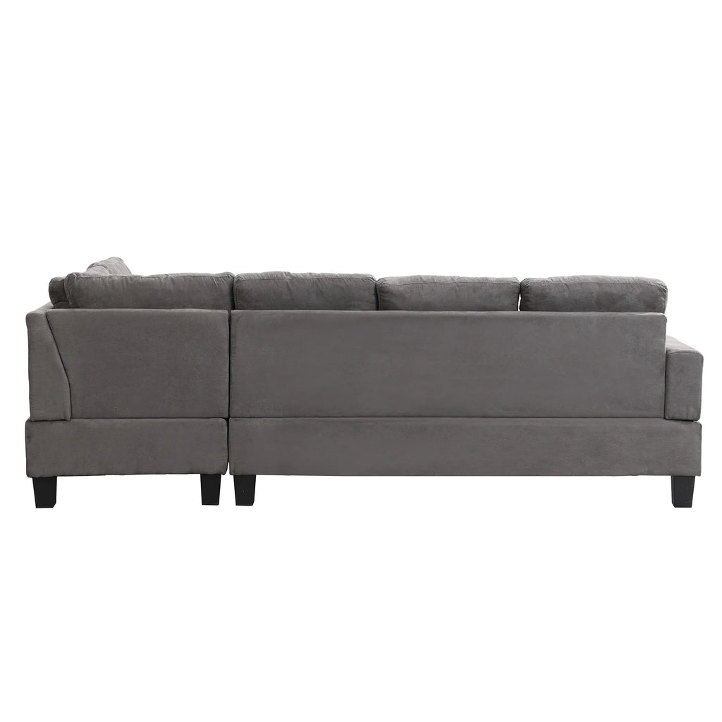 Gray Sofa Set with Chaise Lounge and Storage Ottoman O546
