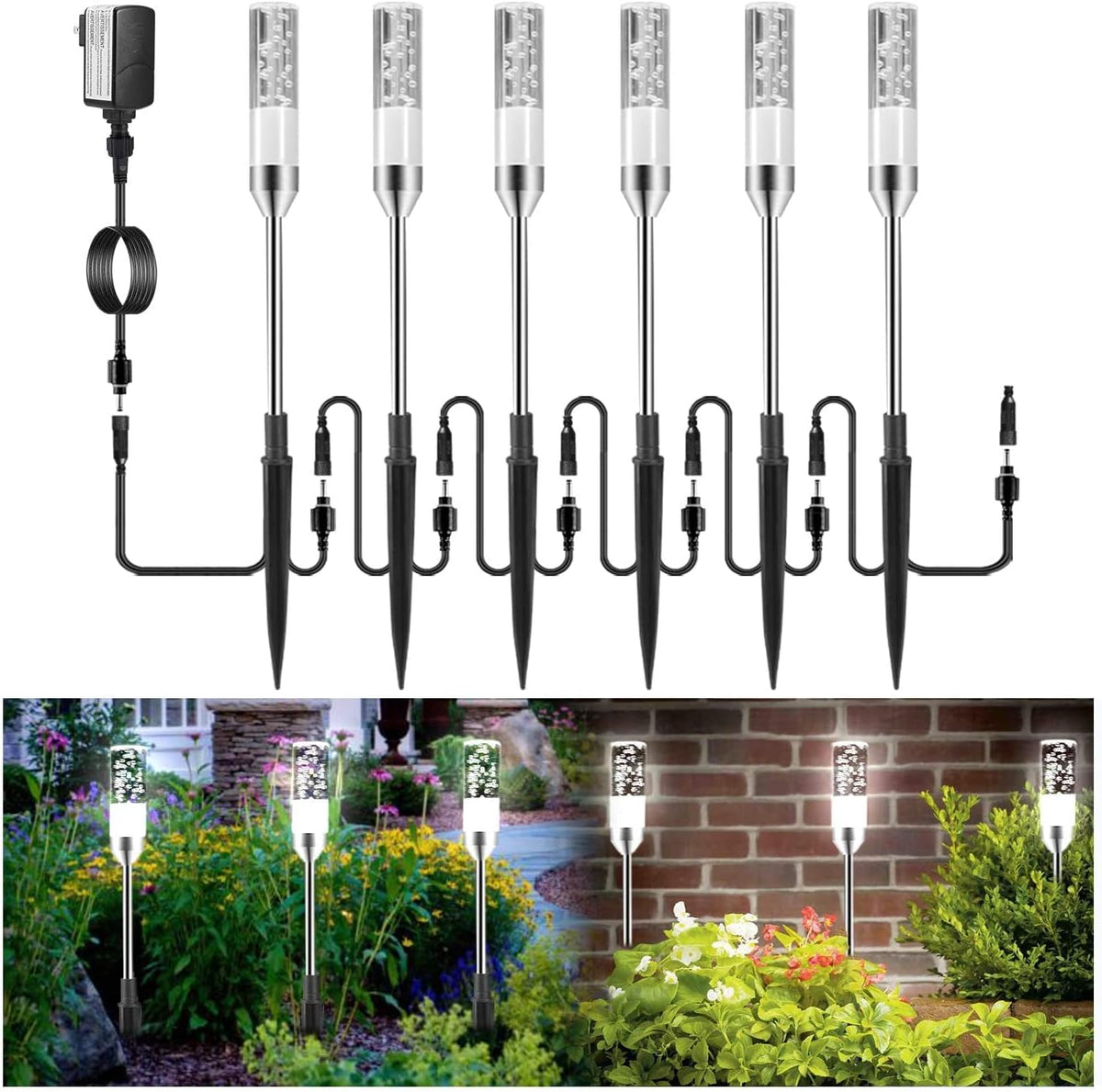 6 Pcs 4.8W LED Pathway Lights IP65 Waterproof Cool White 6000K X90049