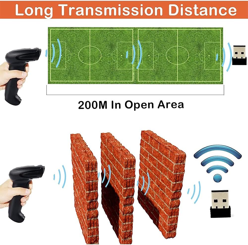 2.4GHz & USB Wireless 2D Barcode Scanner with Stand Pack of 2 T735210