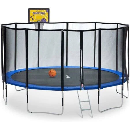 Yellow Rectangular Trampoline with Basketball Hoop M8300
