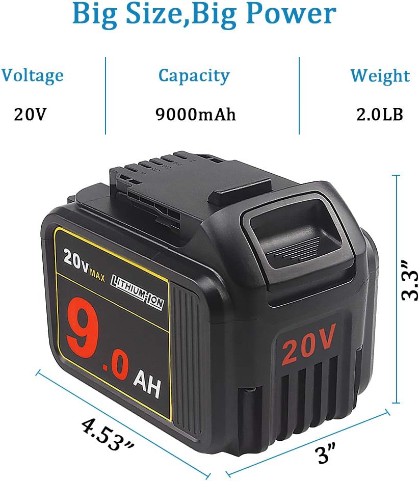 2 Pack 20V 9.0Ah Replacement Battery with Digital Indicator X8929
