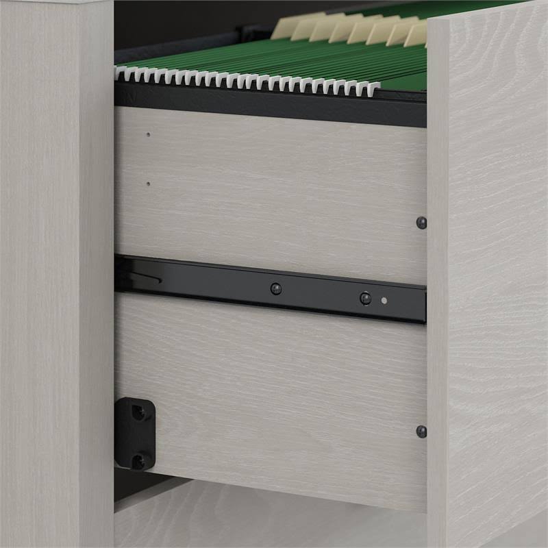 Bow Front Desk and Credenza with Mobile File Cabinet in Gray Sand D34165