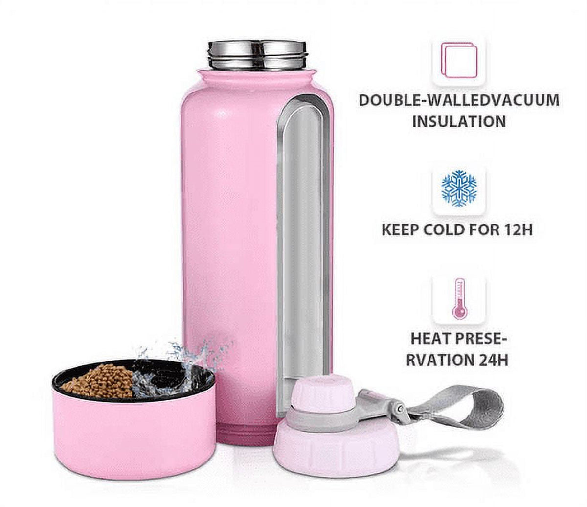 Black Double Walled Stainless-Steel Bottle 32 Fluid Ounces with 8oz Detachable cup Sport lid A8408