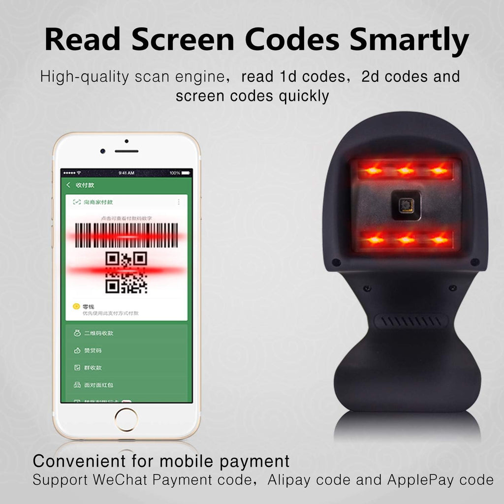 Automatic 1D 2D Omnidirectional Hands-Free USB Barcode Scanner M21698