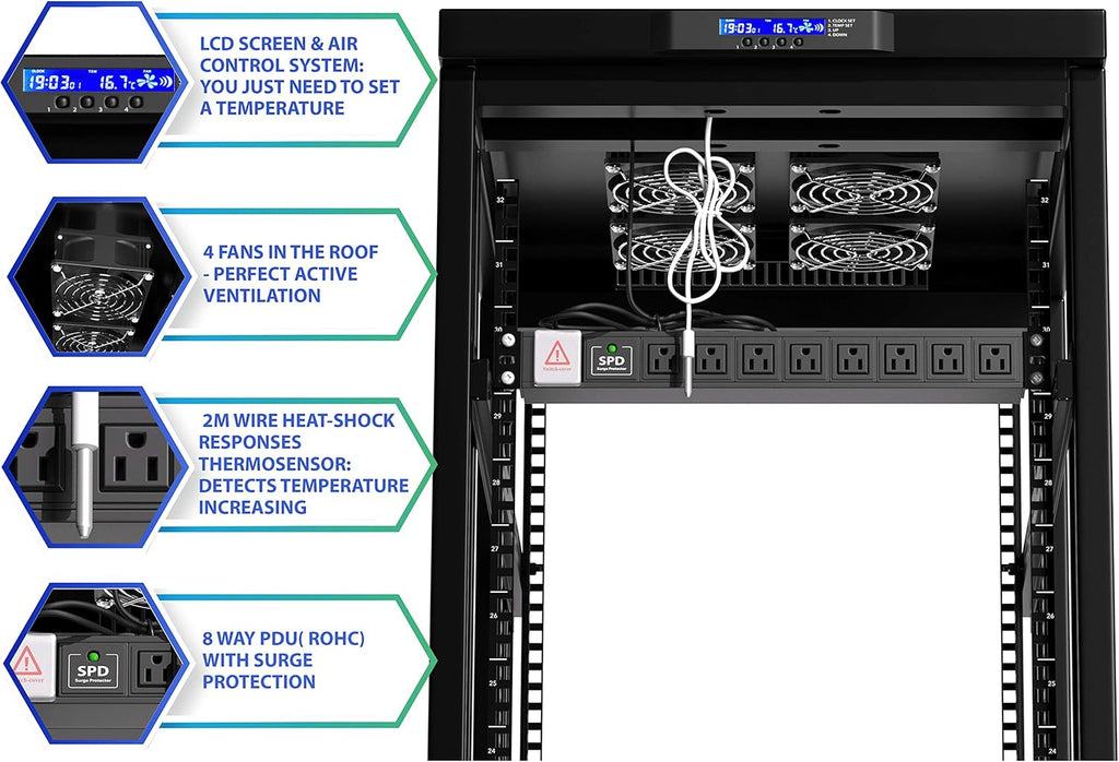 22 U Free Standing Network Rack Cabinet U1170