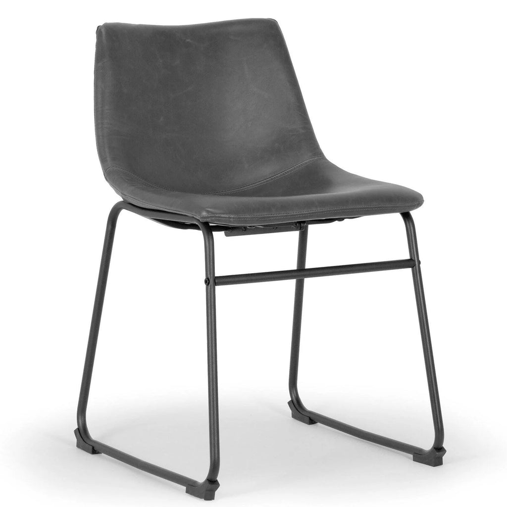 Gray Faux Leather Dining Chairs Set of 2 F532