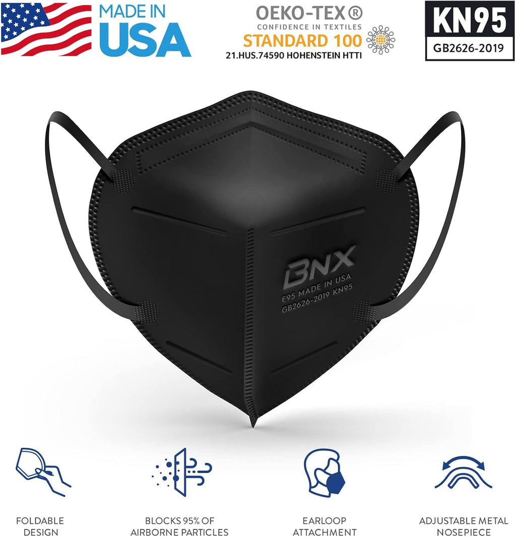 Black KN95 Disposable Particulate Respirator Mask, 50 Pack R8580