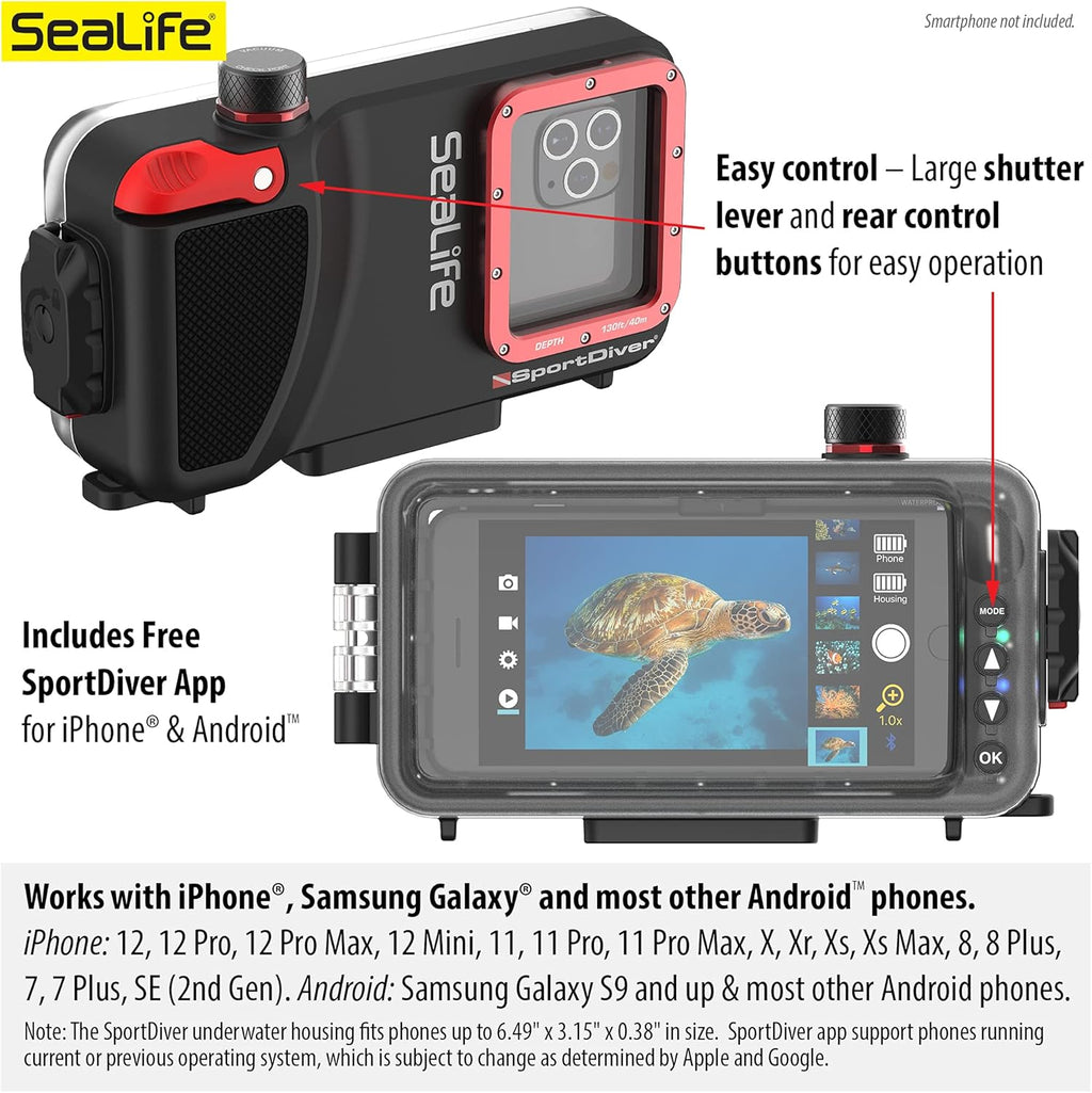Waterproof Underwater Smartphone Scuba Case, Black, Without Light K937386